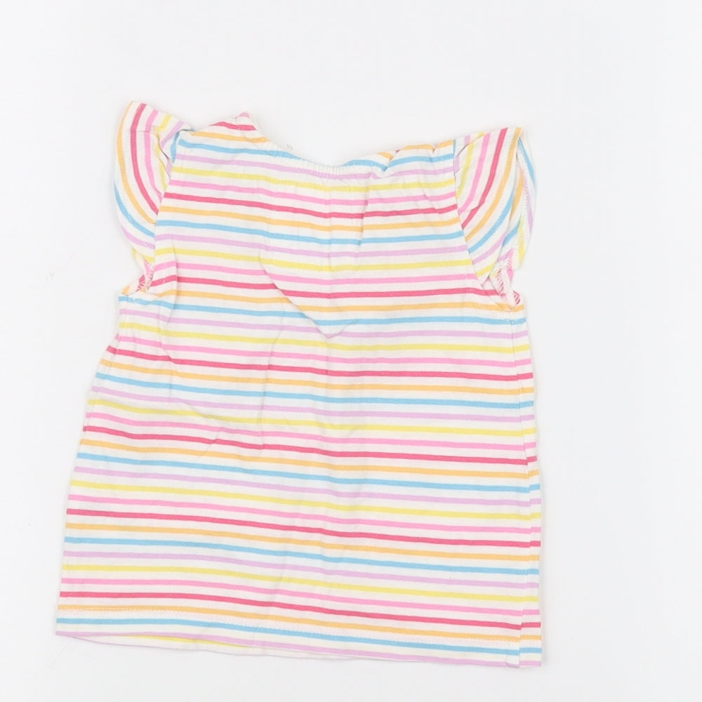 TU Baby White Striped Basic T-Shirt Size 6-9 Months