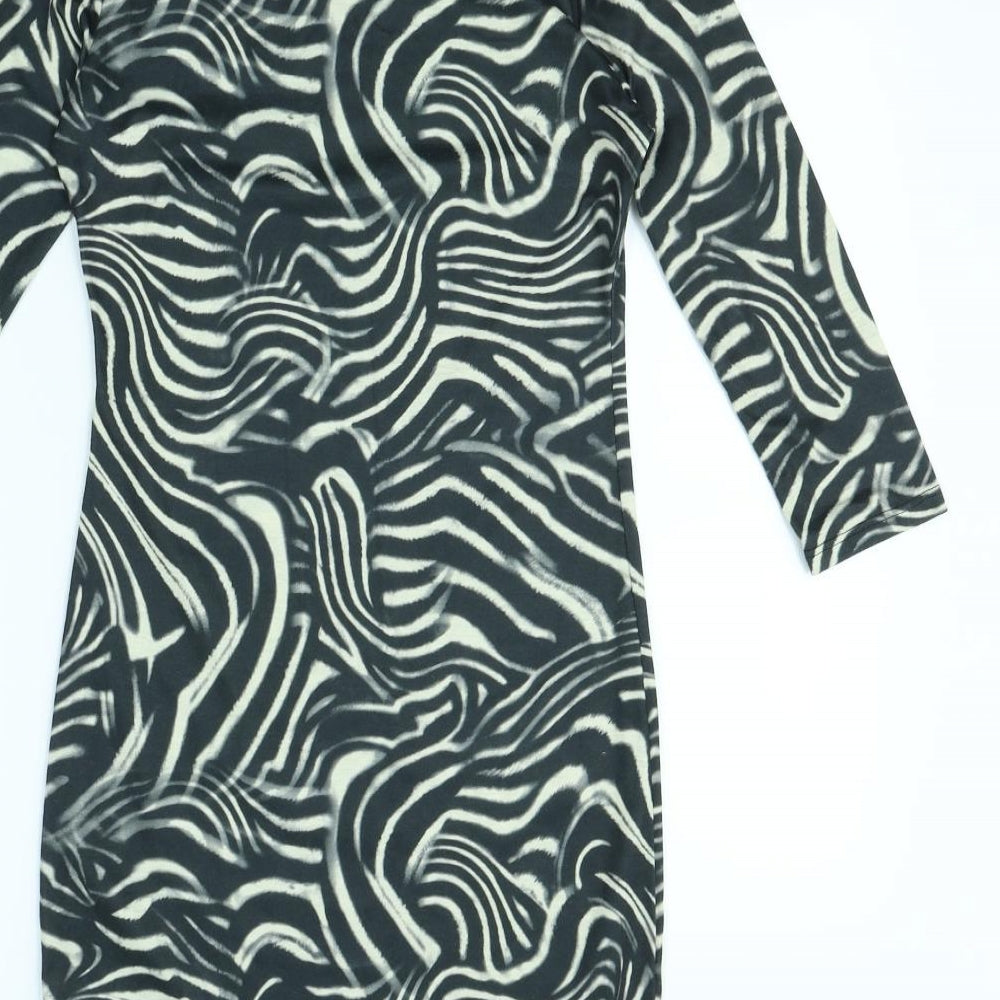 Atmosphere Womens Black Geometric Mini Size 10
