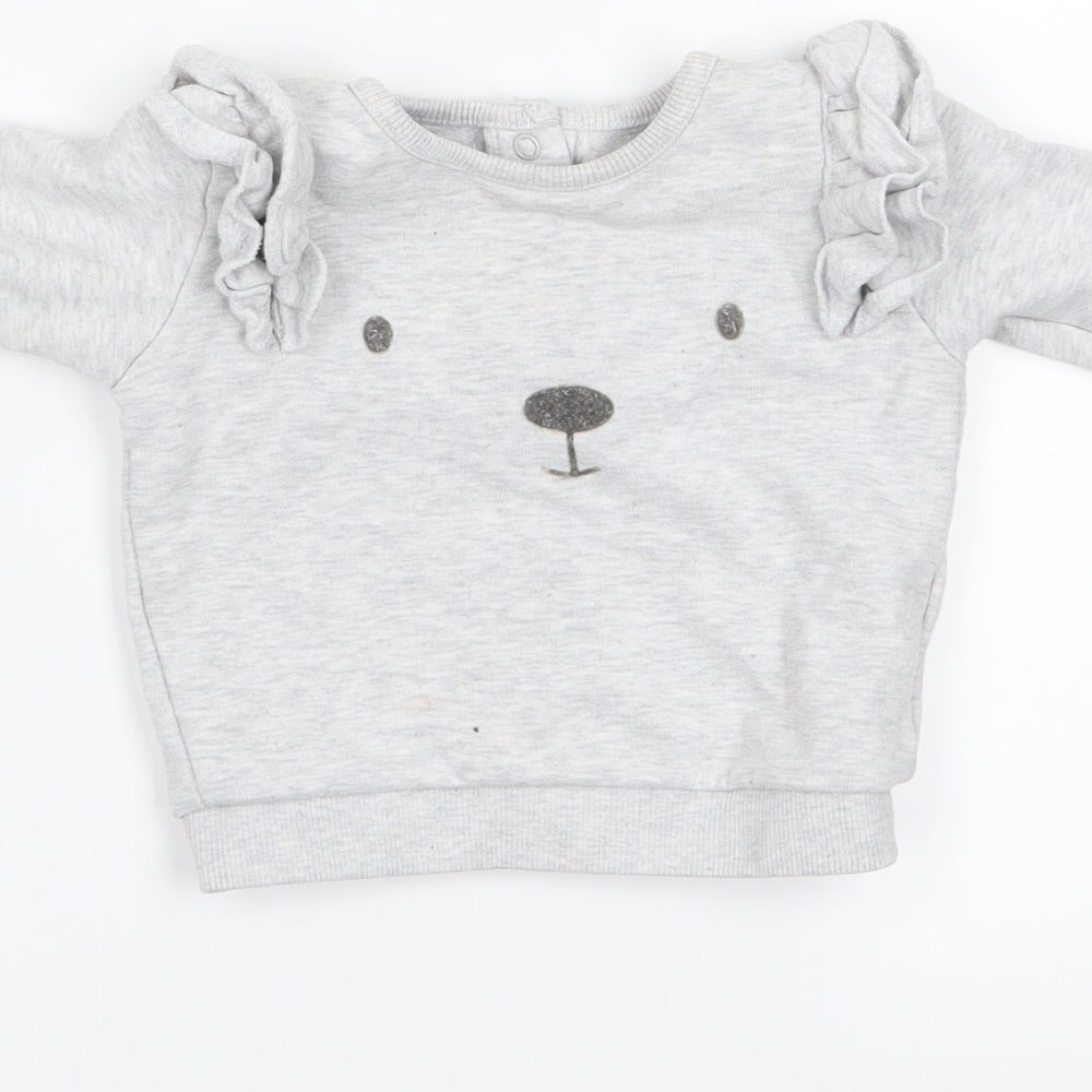 m&s Girls Grey Basic T-Shirt Size 3-6 Months