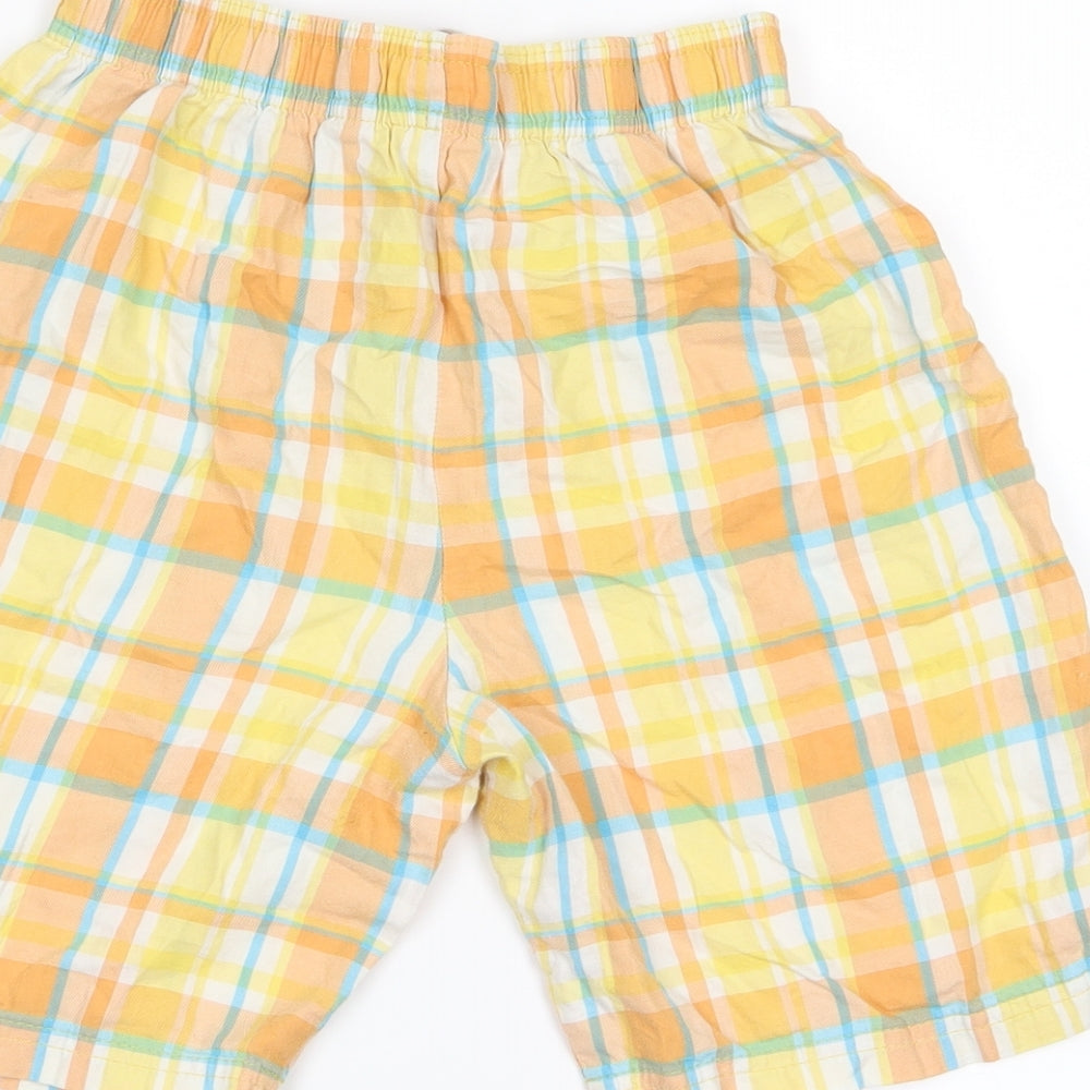 Marks & Spencer Girls Yellow Check Mom Shorts Size 9 Years