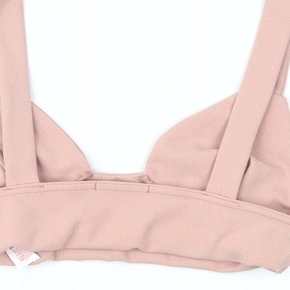Boohoo Womens Pink Cropped Blouse Size 12
