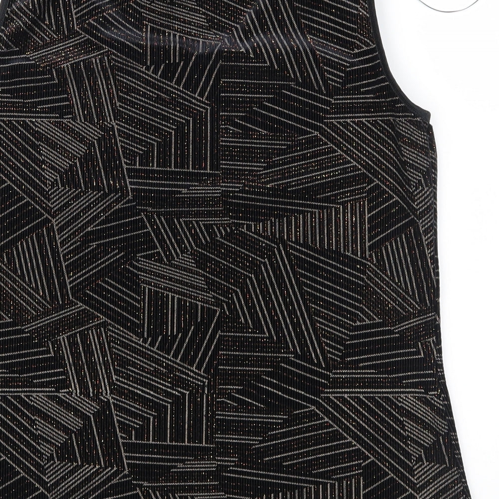 Roman Womens Black Geometric Basic Blouse Size S