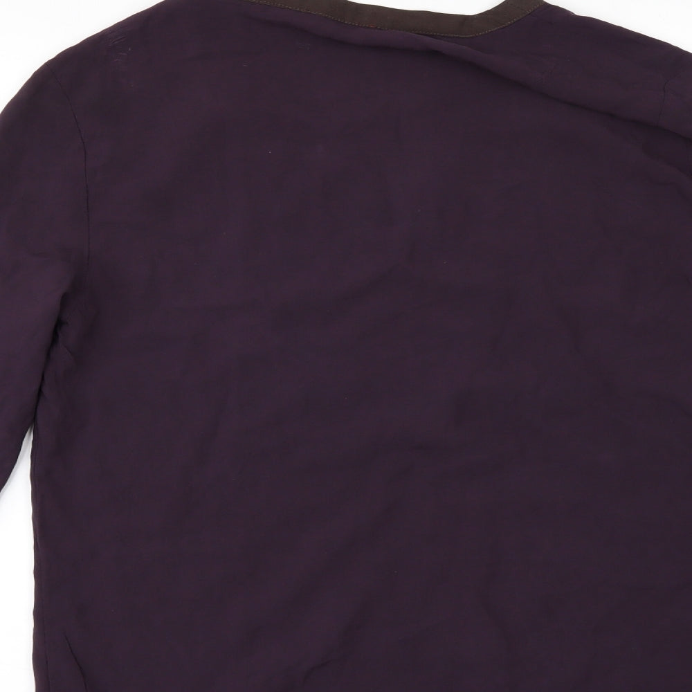 e d c Womens Purple Ringer Blouse Size L