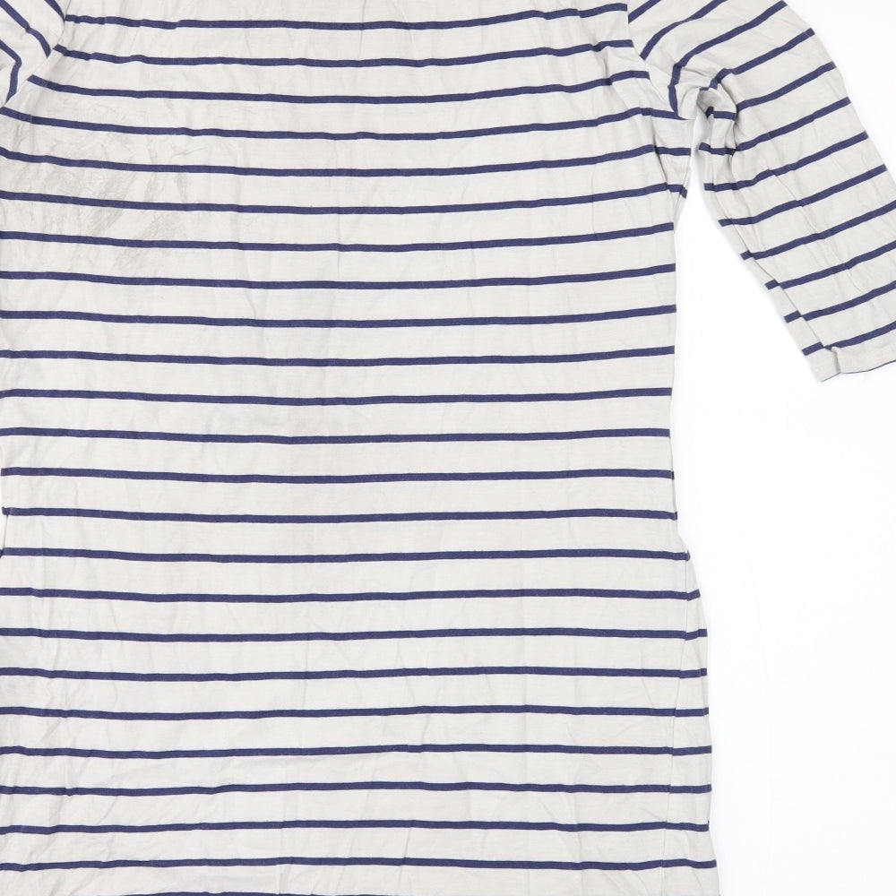 Warehouse Womens Beige Striped Basic T-Shirt Size 10