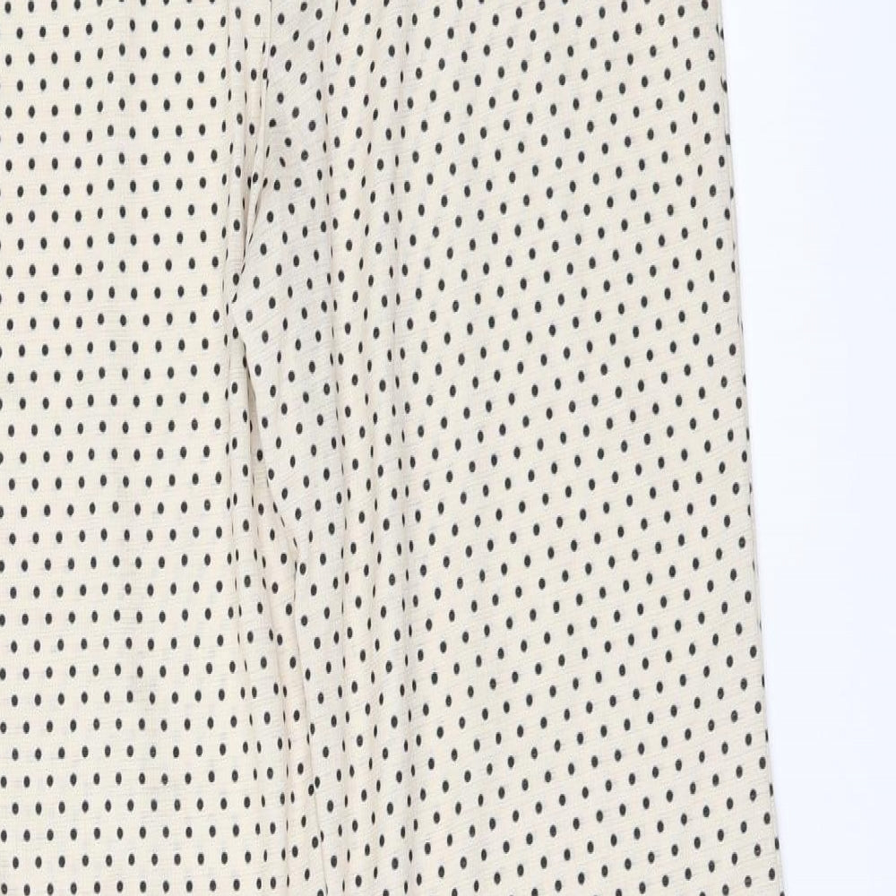 ASOS Womens Ivory Polka Dot Trousers Size 8 L31 in - Split down side