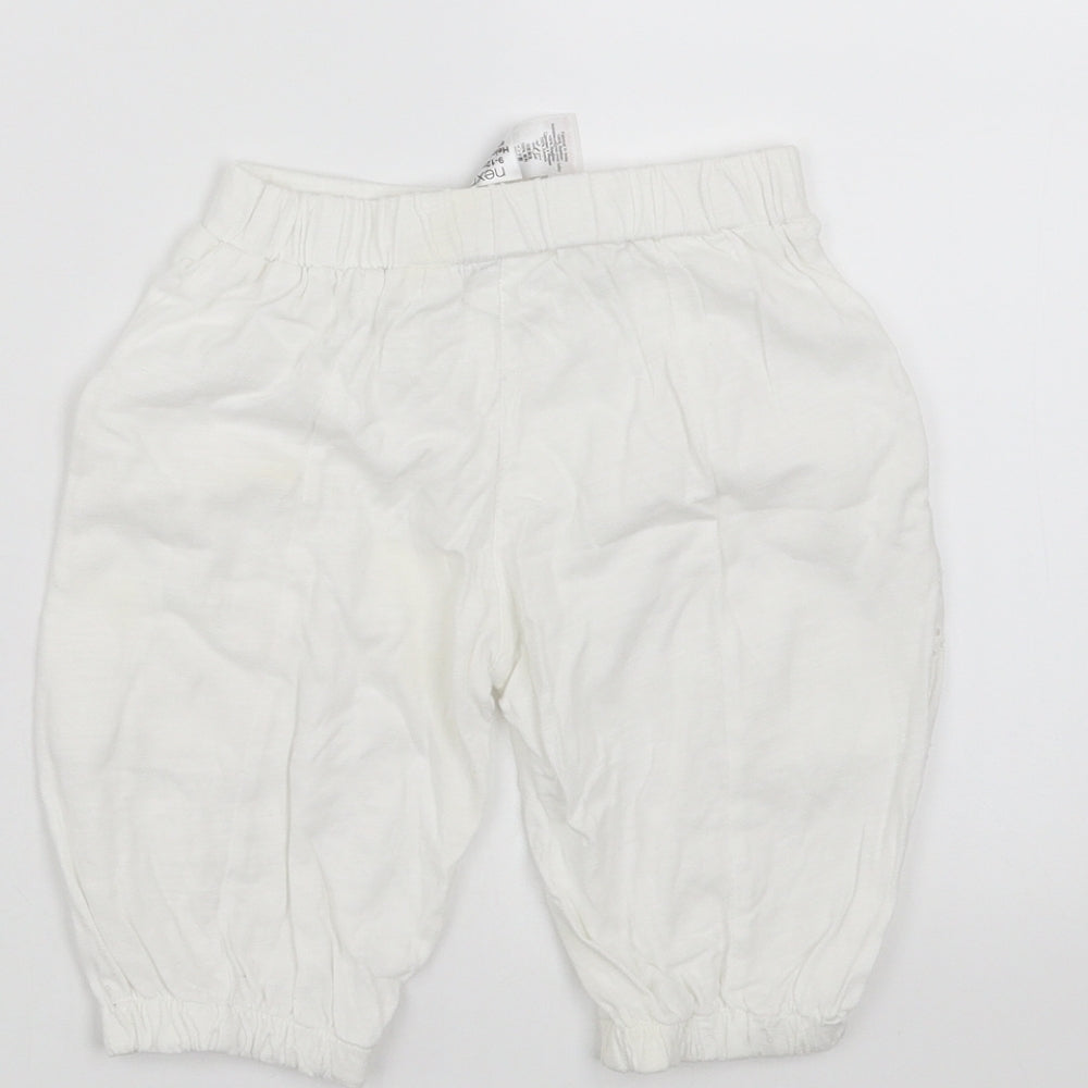 NEXT Girls White Trousers Size 9-12 Months - crochet detail
