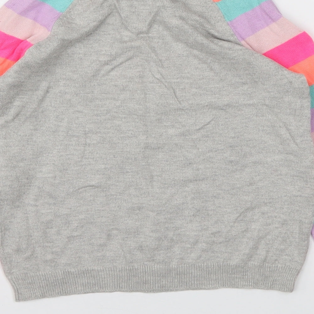 Place Girls Grey Striped Pullover Jumper Size 5 Years