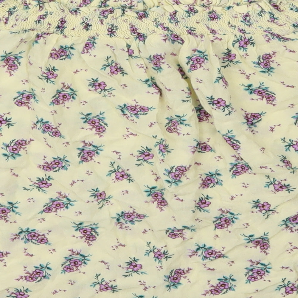 New Look Womens Yellow Floral Basic T-Shirt Size 8