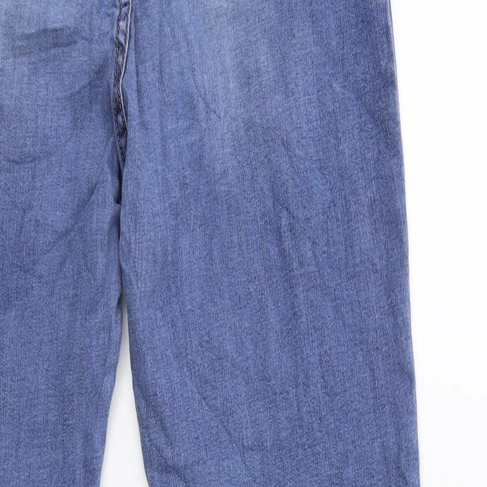 SHINY DESIGN Womens Blue Denim Straight Jeans Size 14 L27 in