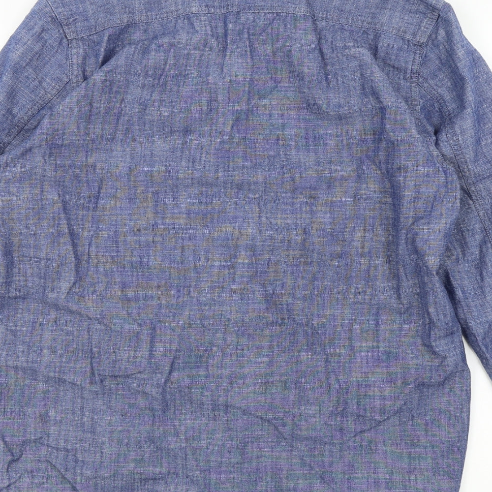 j.hampton Mens Blue Colourblock Button-Up Size S