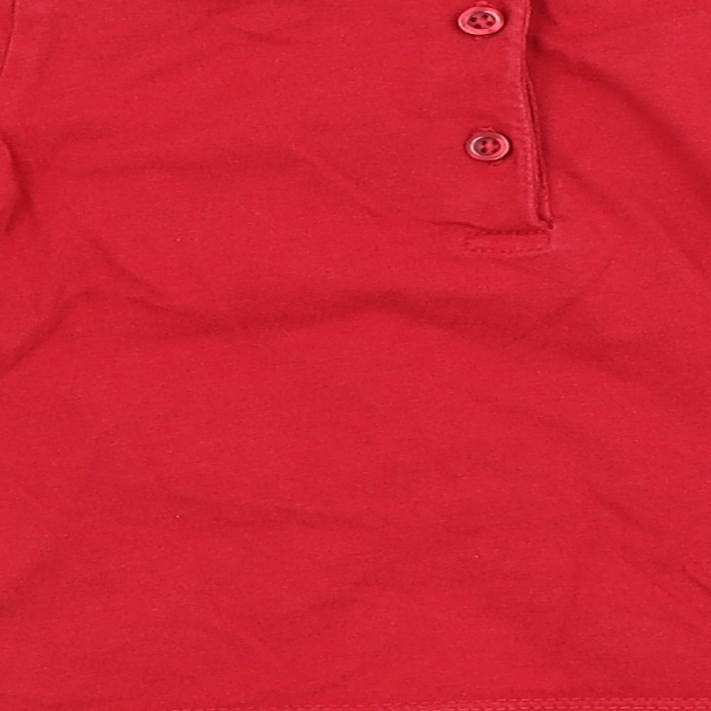 F&F Baby Red Pullover T-Shirt Size 6-9 Months - Back Button Up, front layered