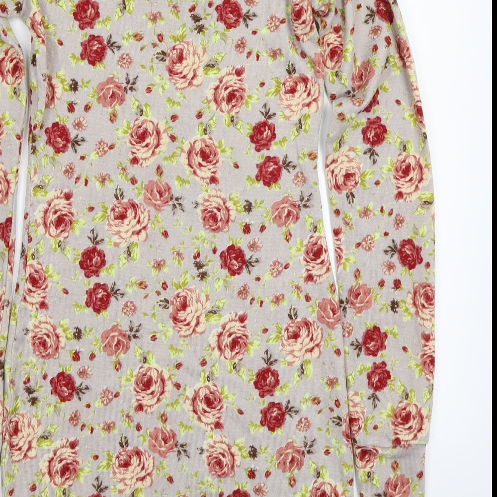 Boohoo Womens Grey Floral Rayon A-Line Size 8