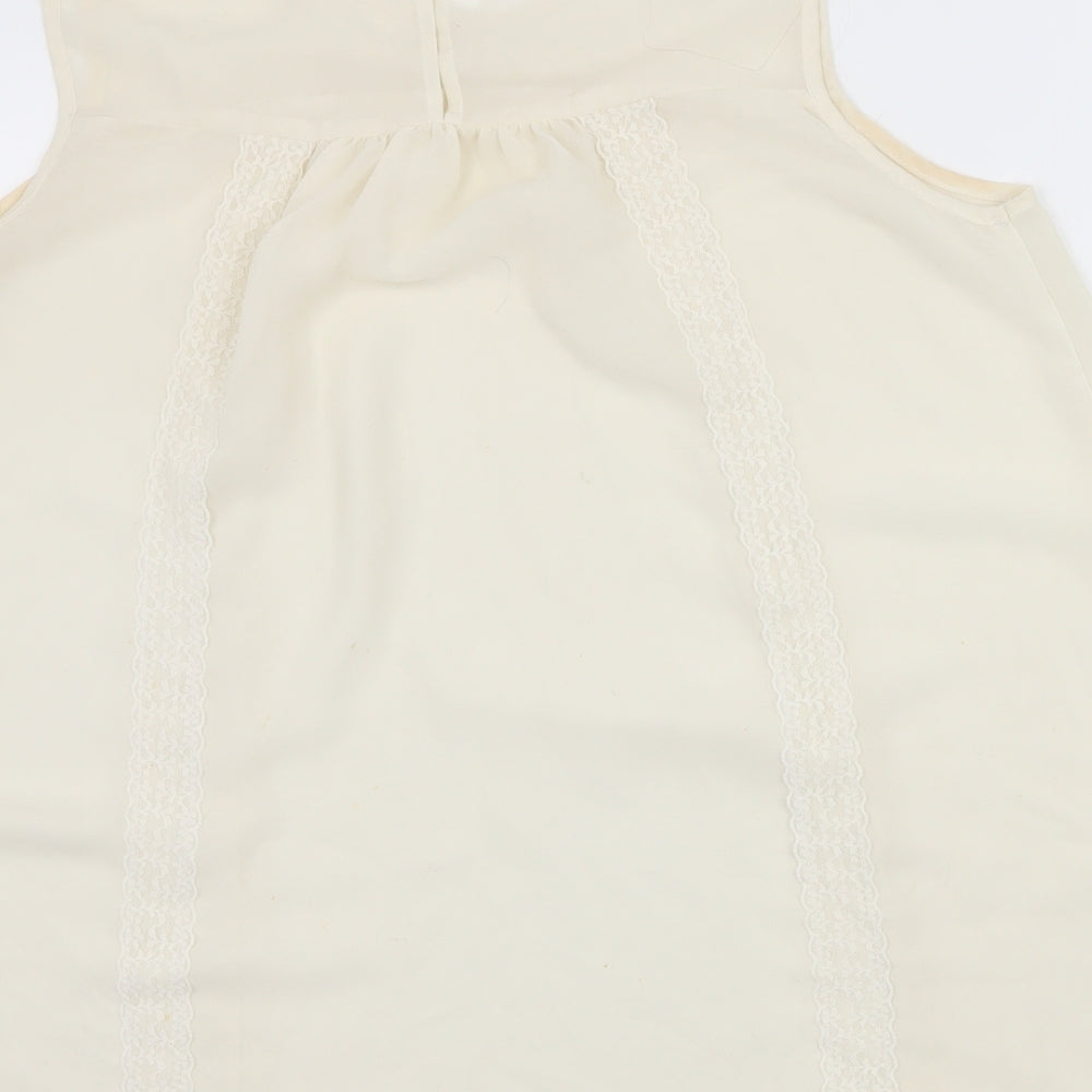 Topsho Womens Ivory Chiffon Basic Blouse Size 12
