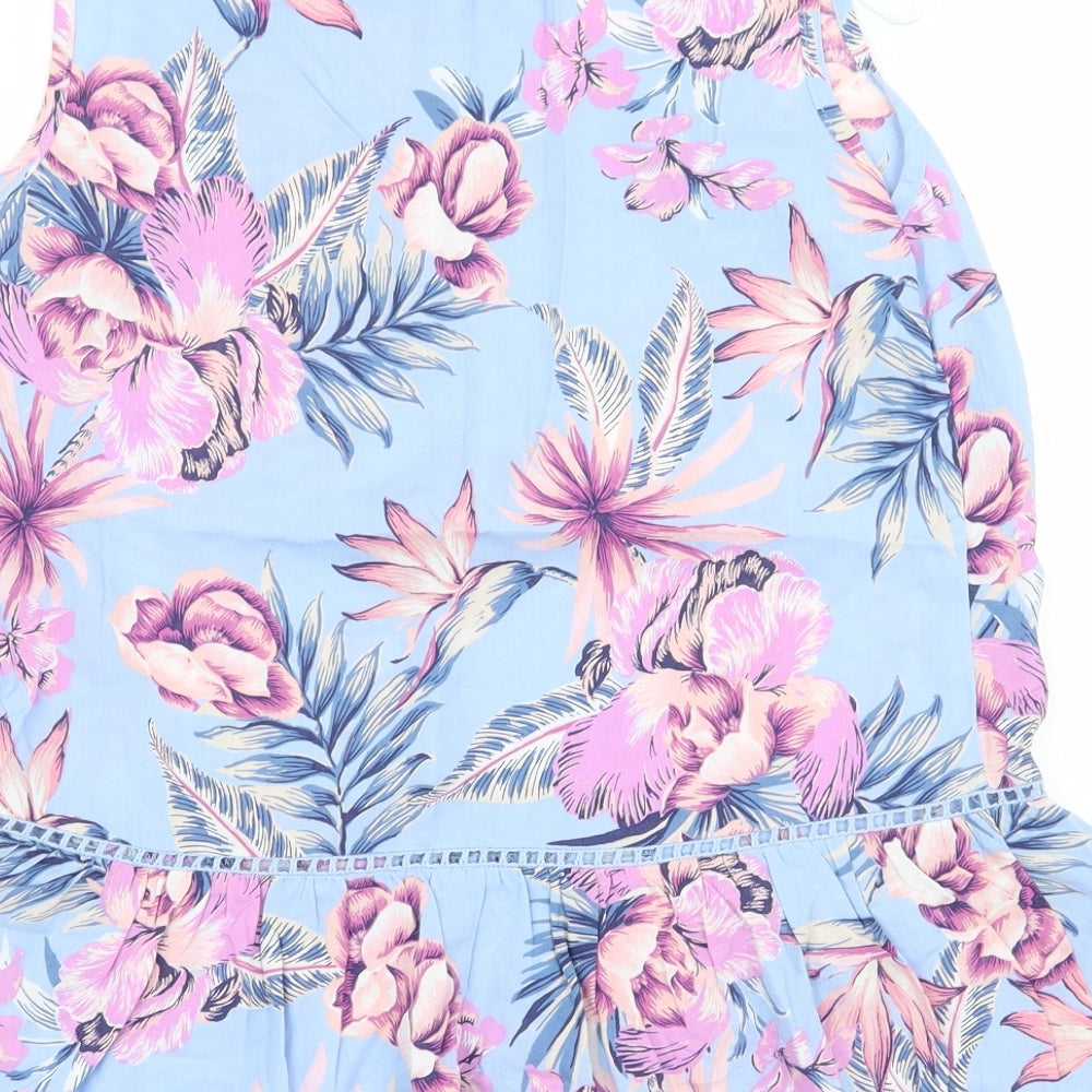 F&F Womens Blue Floral Basic Blouse Size 6