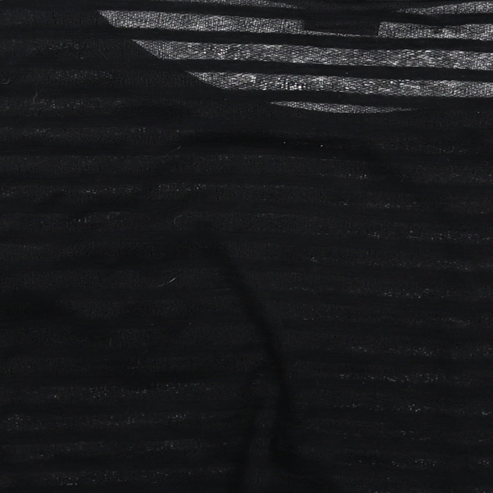 Sparkle & Fade Womens Black Striped Cropped T-Shirt Size L