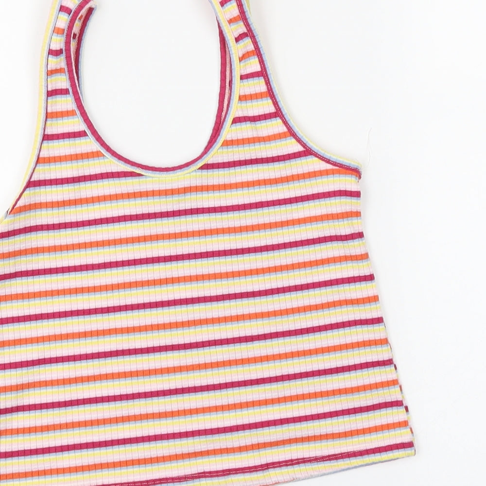 Primark Womens Pink Striped Cropped Tank Size 14