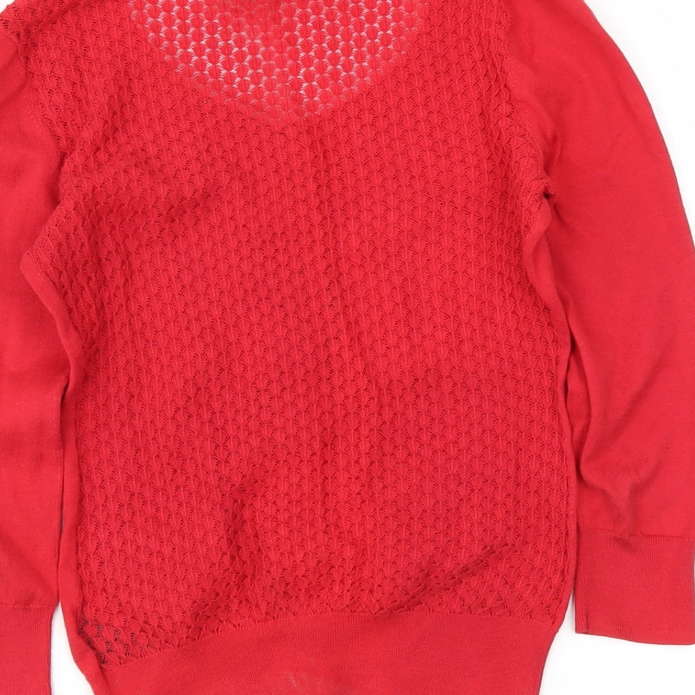 H&M Womens Red Cardigan Jumper Size XS