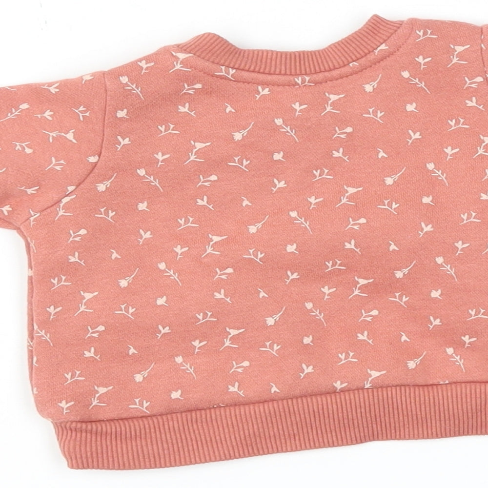 Primark Girls Pink Floral Pullover Jumper Size 0-3 Months