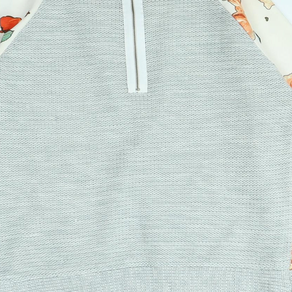 Daisylayla Womens White Floral Pullover Jumper Size S