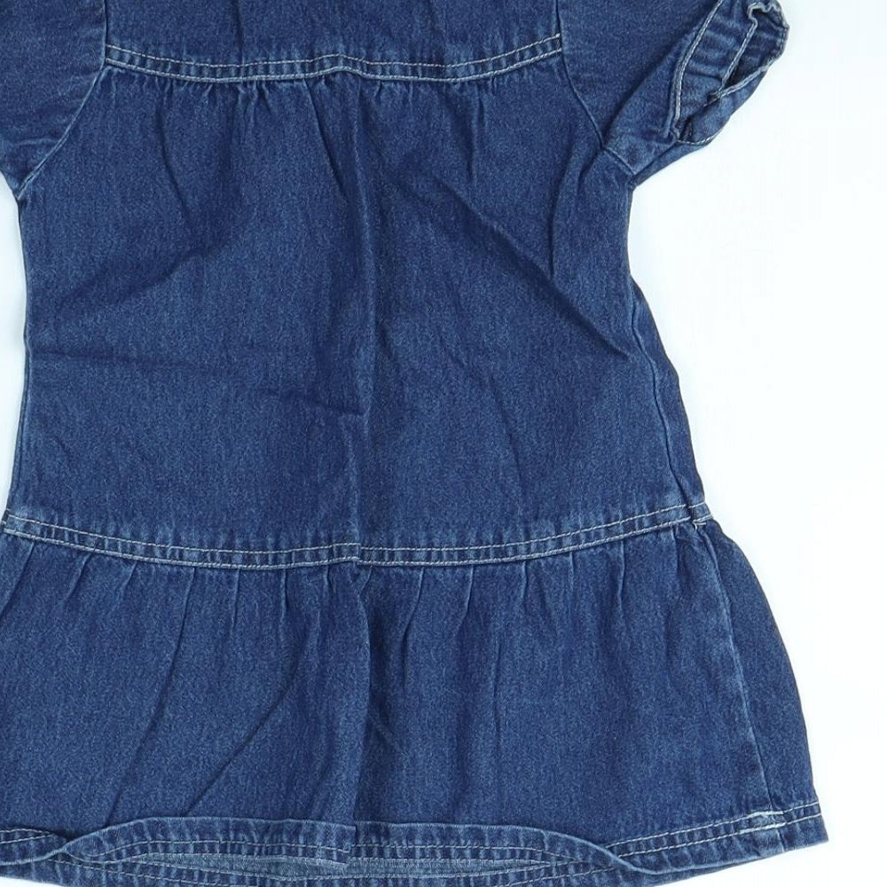 Tiny Ted Girls Blue Pinafore/Dungaree Dress Size 12 Months
