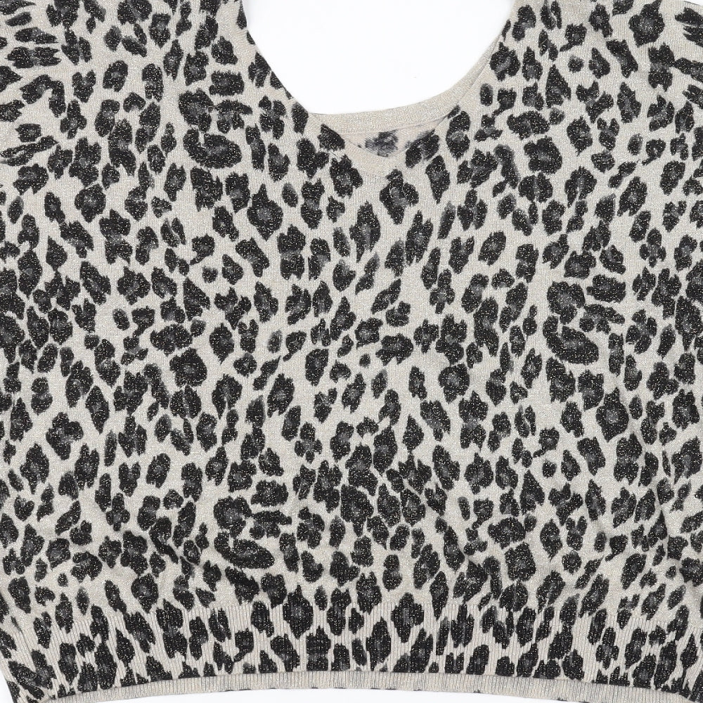 Preworn Womens Black Animal Print Basic T-Shirt Size S
