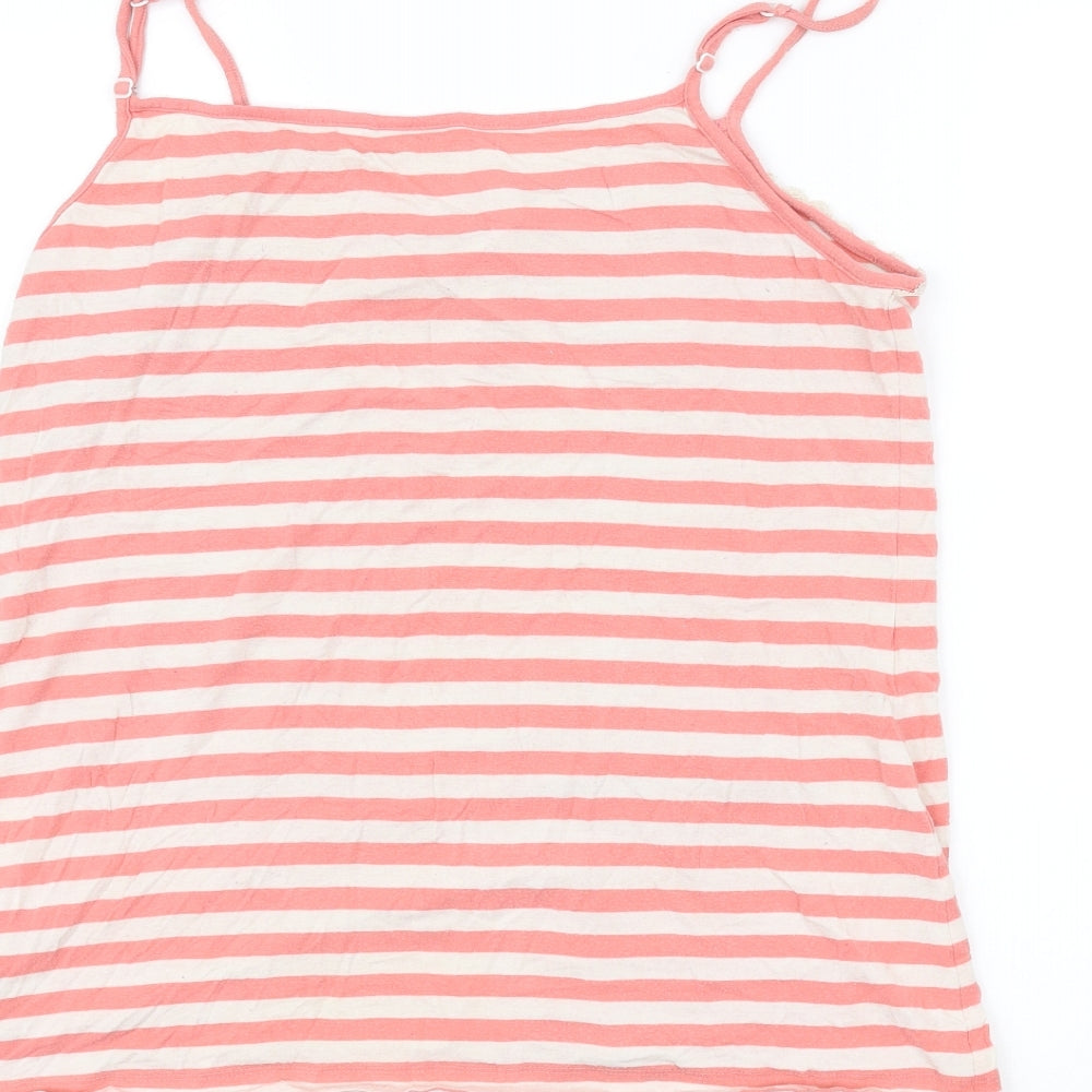Jolinesse Womens White Striped Basic T-Shirt Size 14