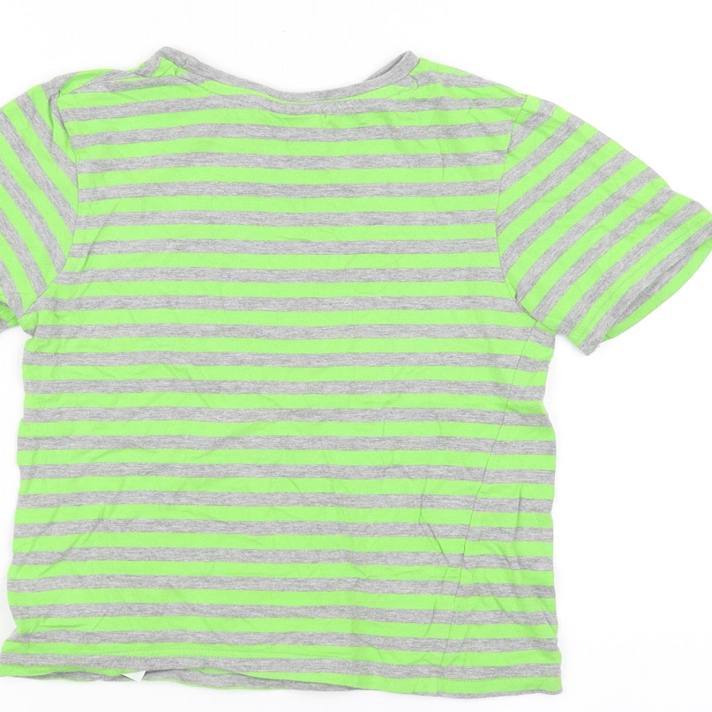 Lee Cooper Boys Grey Striped Basic T-Shirt Size 7-8 Years