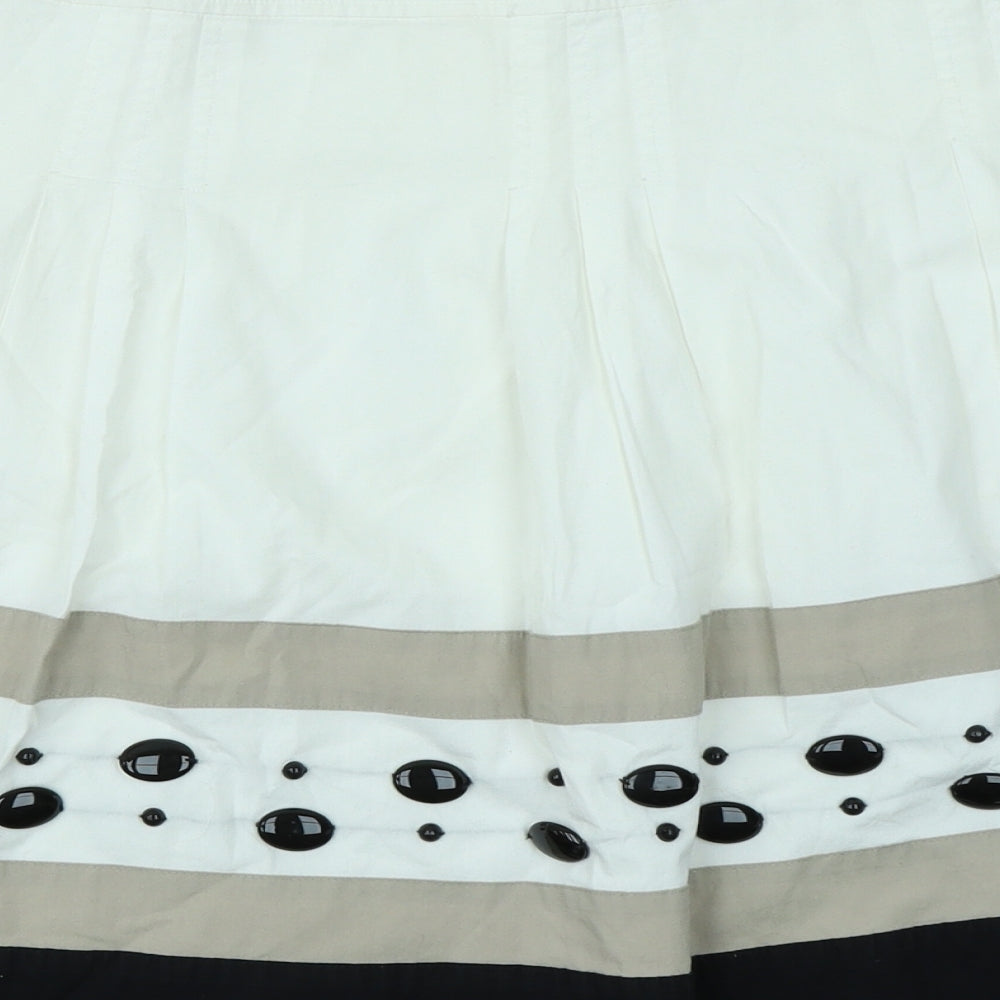 DKNYC Womens White Striped Flare Skirt Size 30 in