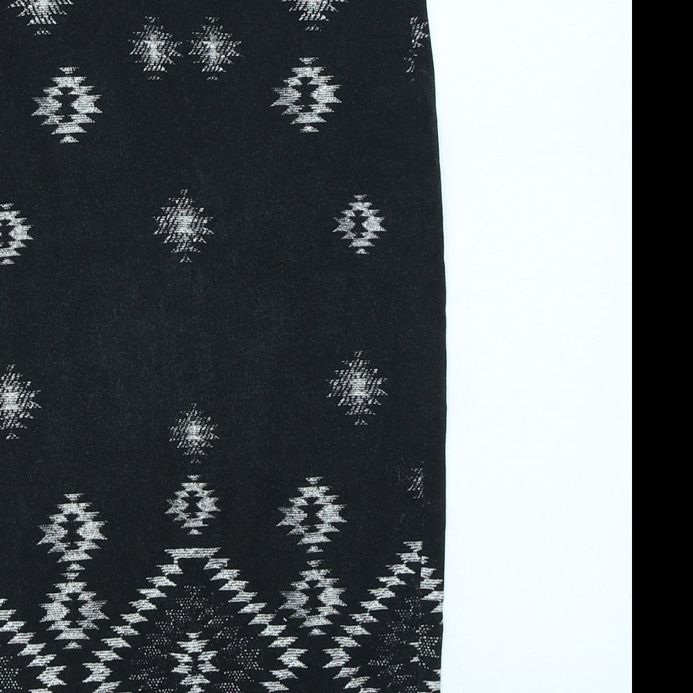 Topshop Womens Black Geometric Straight & Pencil Skirt Size 10