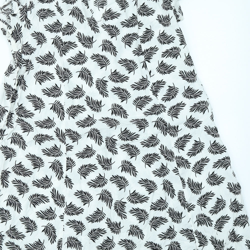 H&M Womens White Floral A-Line Size 8