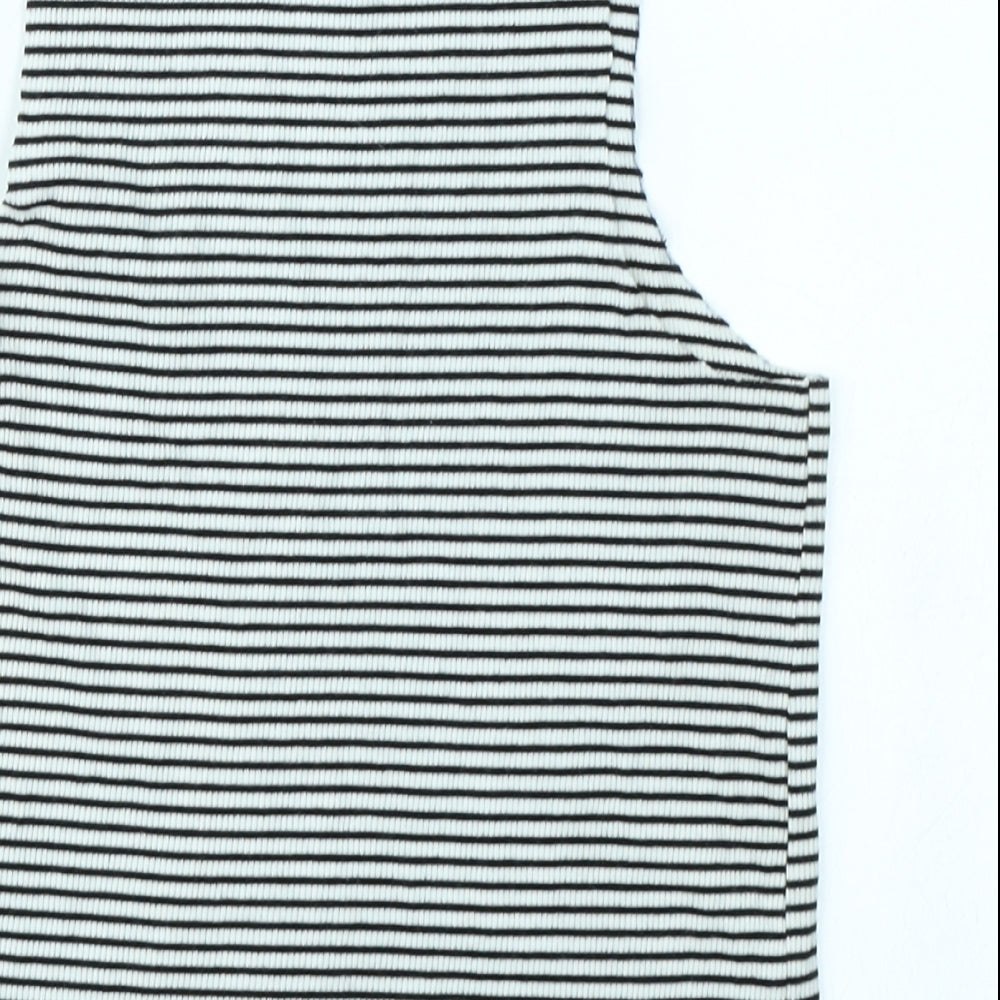 H&M Girls Black Striped Basic Tank Size 7-8 Years