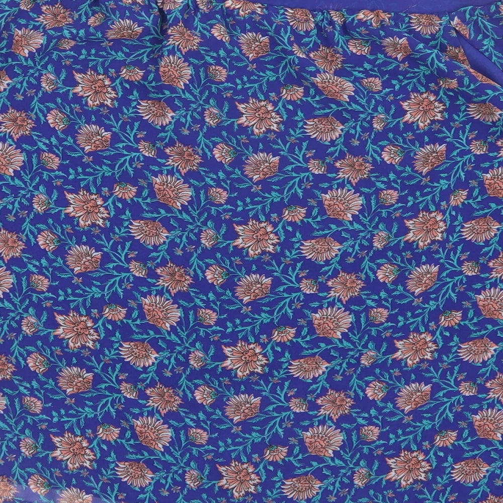 H&M Womens Blue Geometric Mesh Basic Blouse Size 10