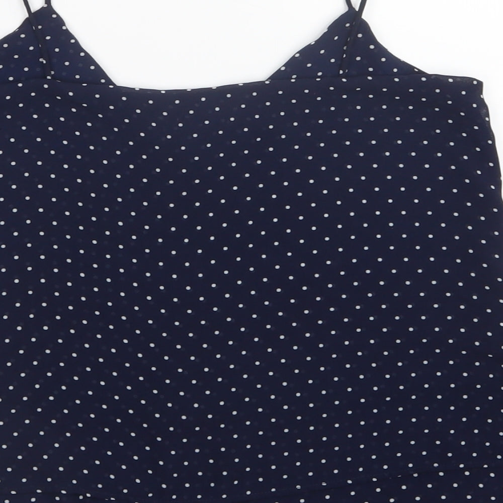 H&M Womens Blue Polka Dot Mesh Camisole T-Shirt Size 4