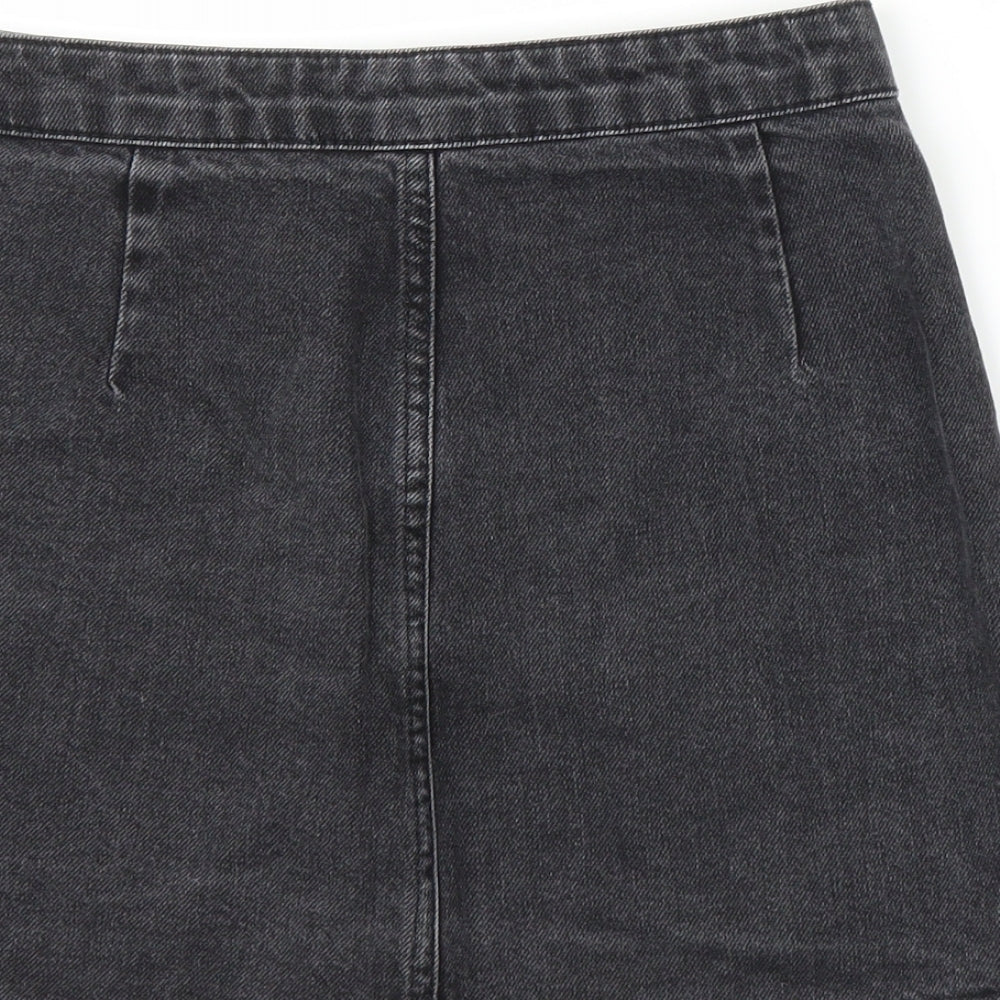 Topshop Womens Black Denim A-Line Skirt Size S