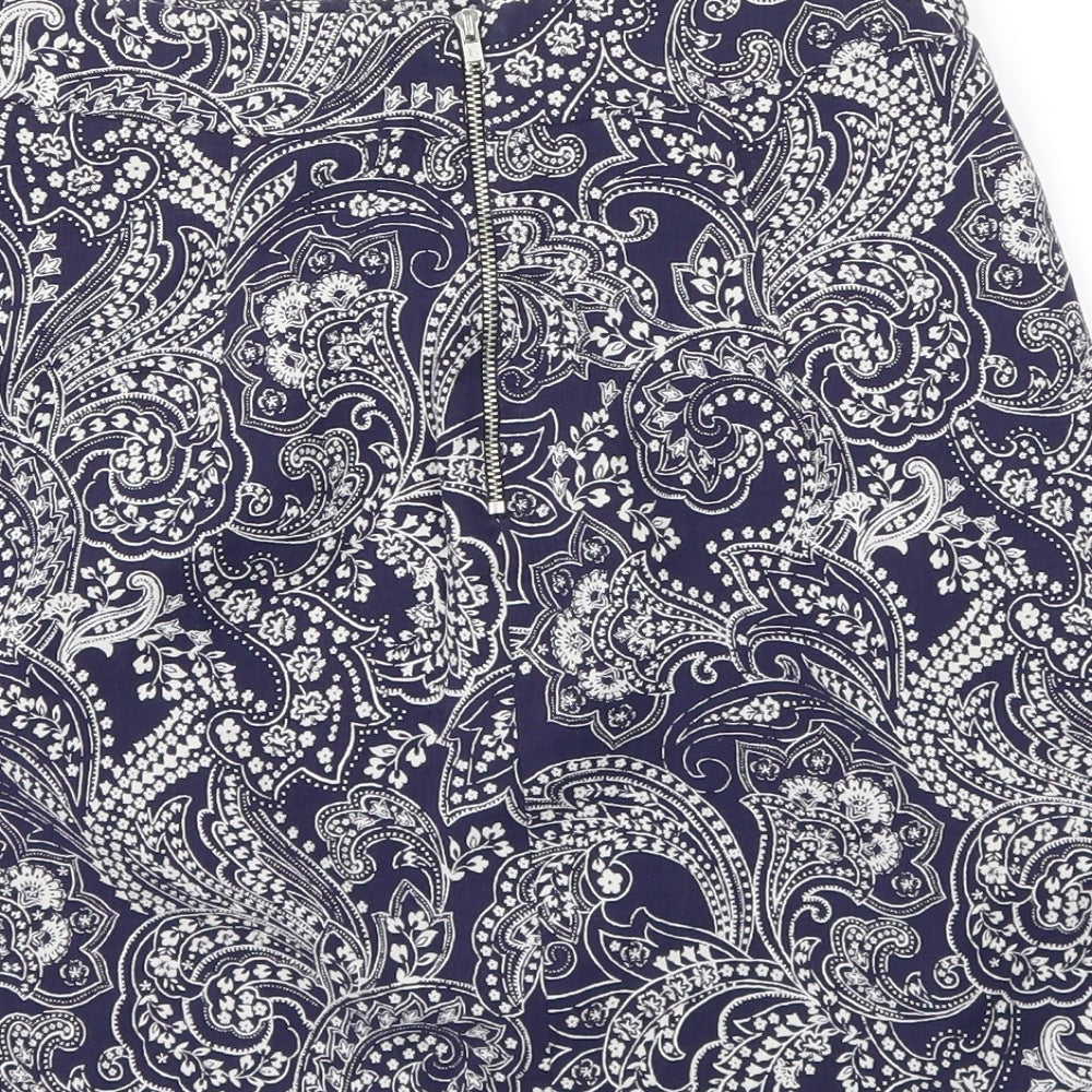 New Look Womens Blue Floral A-Line Skirt Size 8