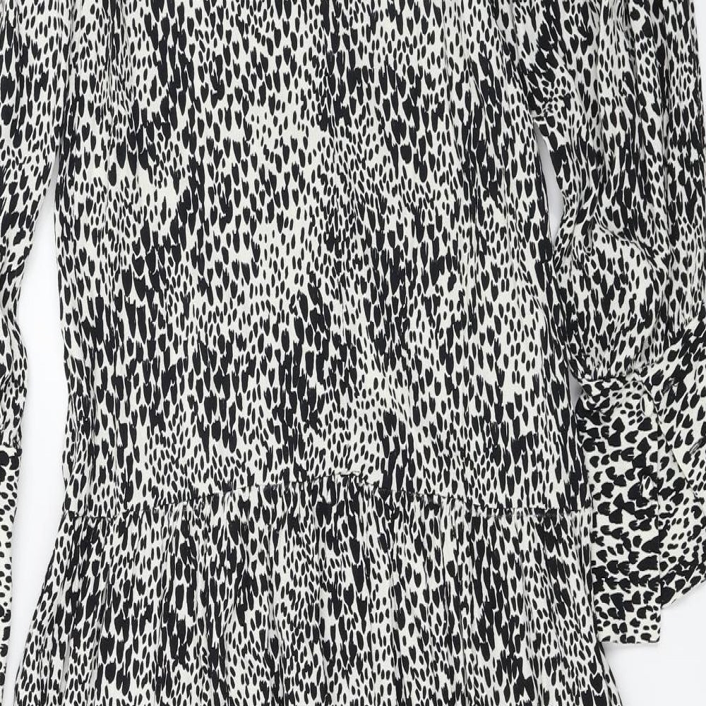 Topshop Womens White Animal Print A-Line Size 6
