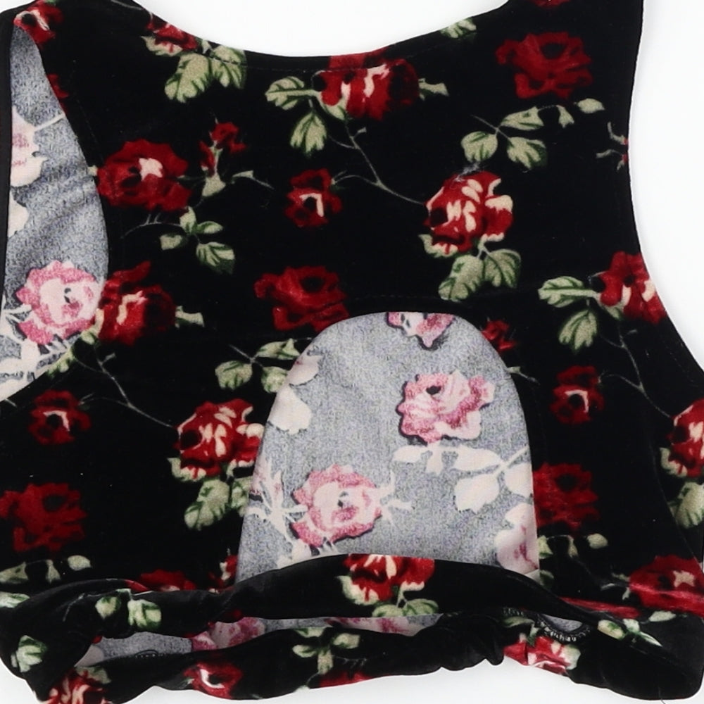 Pins & Needles Womens Black Floral Basic T-Shirt Size XS