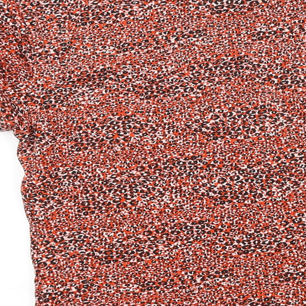 Topshop Womens Red Animal Print Basic T-Shirt Size 6