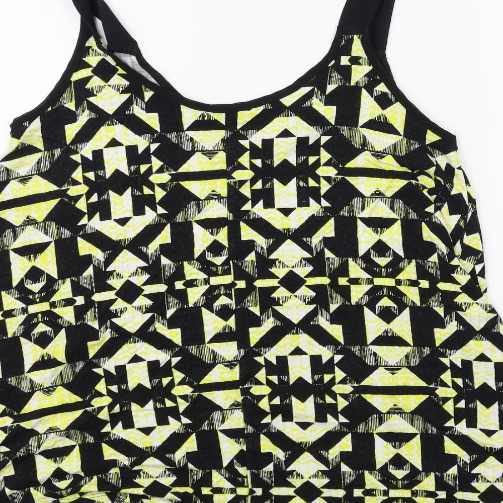 label be Womens Black Geometric Basic Blouse Size 10