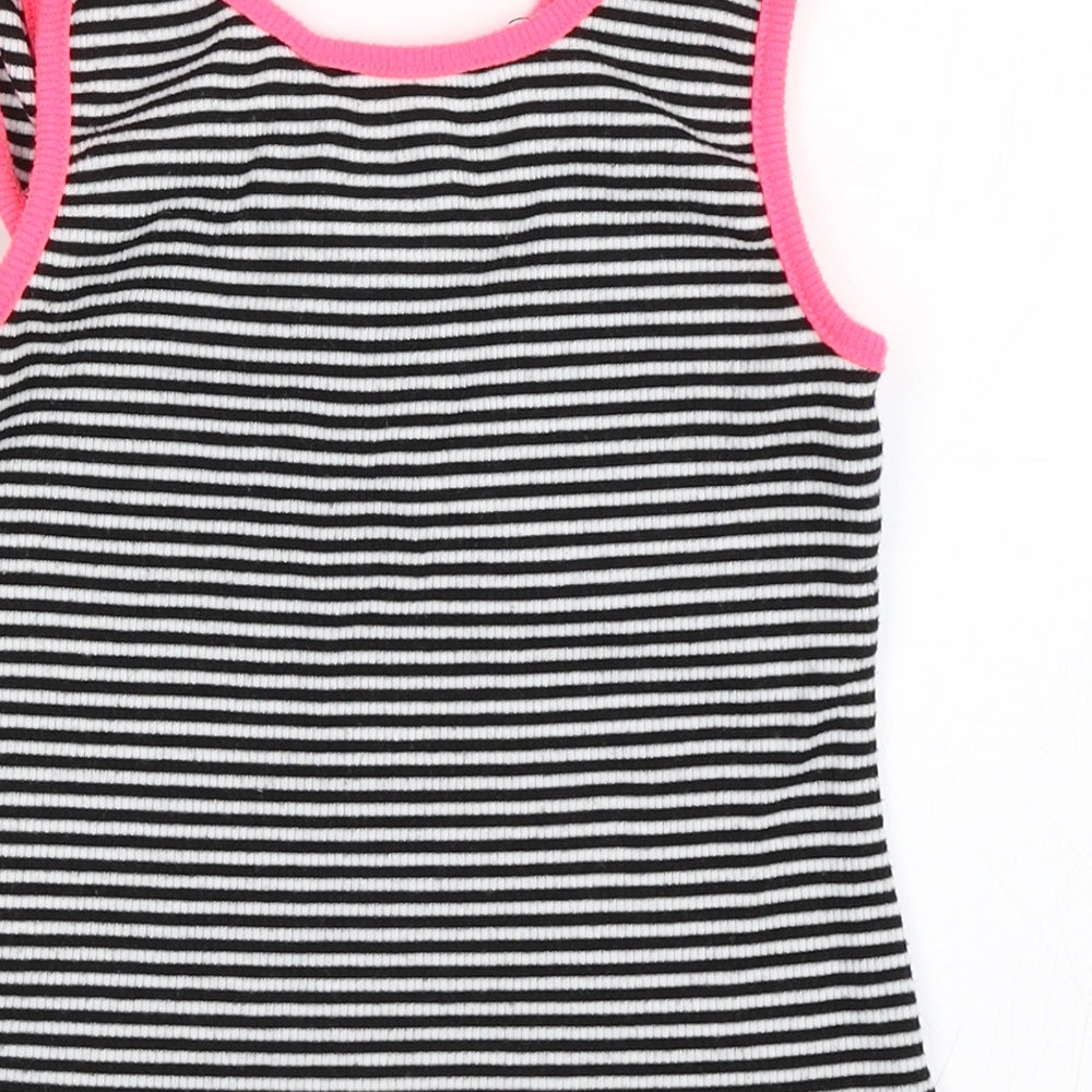 Miss Evie Girls Black Striped Basic Tank Size 9-10 Years