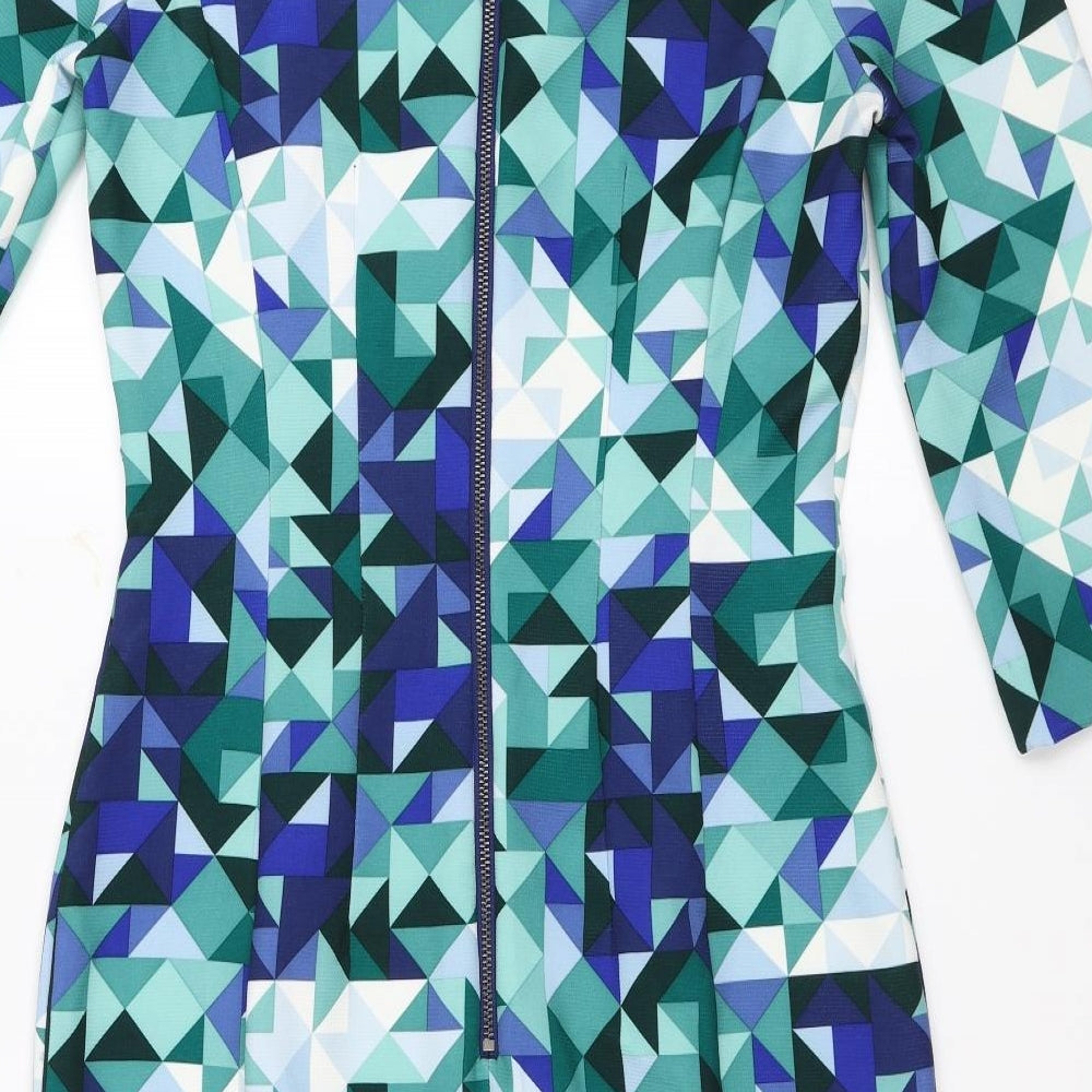 H&M Womens Green Geometric Bodycon Size 36
