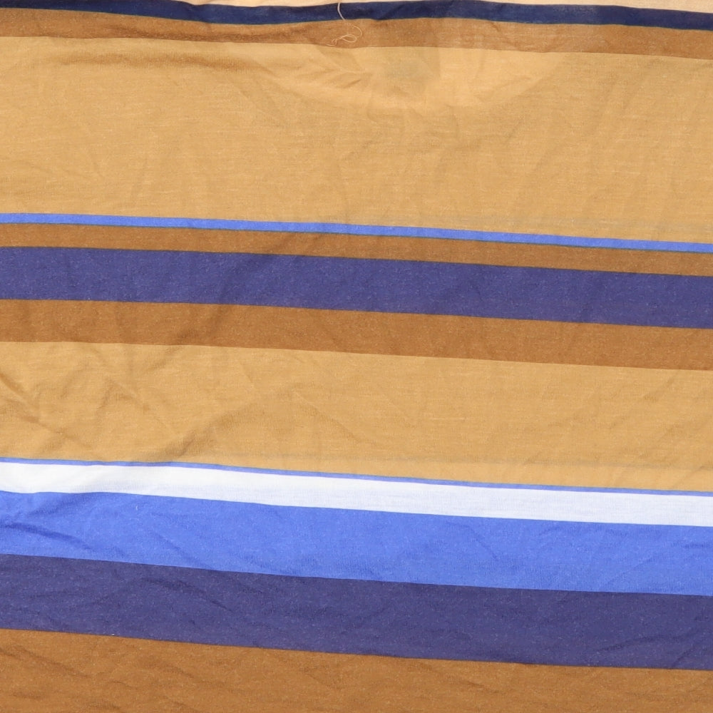 Denim & Co. Womens Brown Striped Basic T-Shirt Size 14