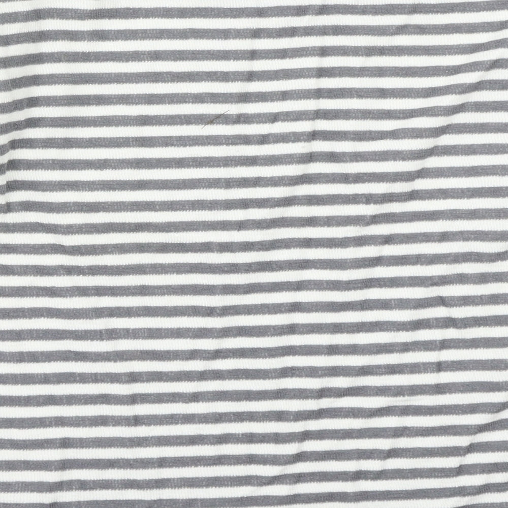 NEXT Womens Grey Striped Basic T-Shirt Size 8 - Christmas