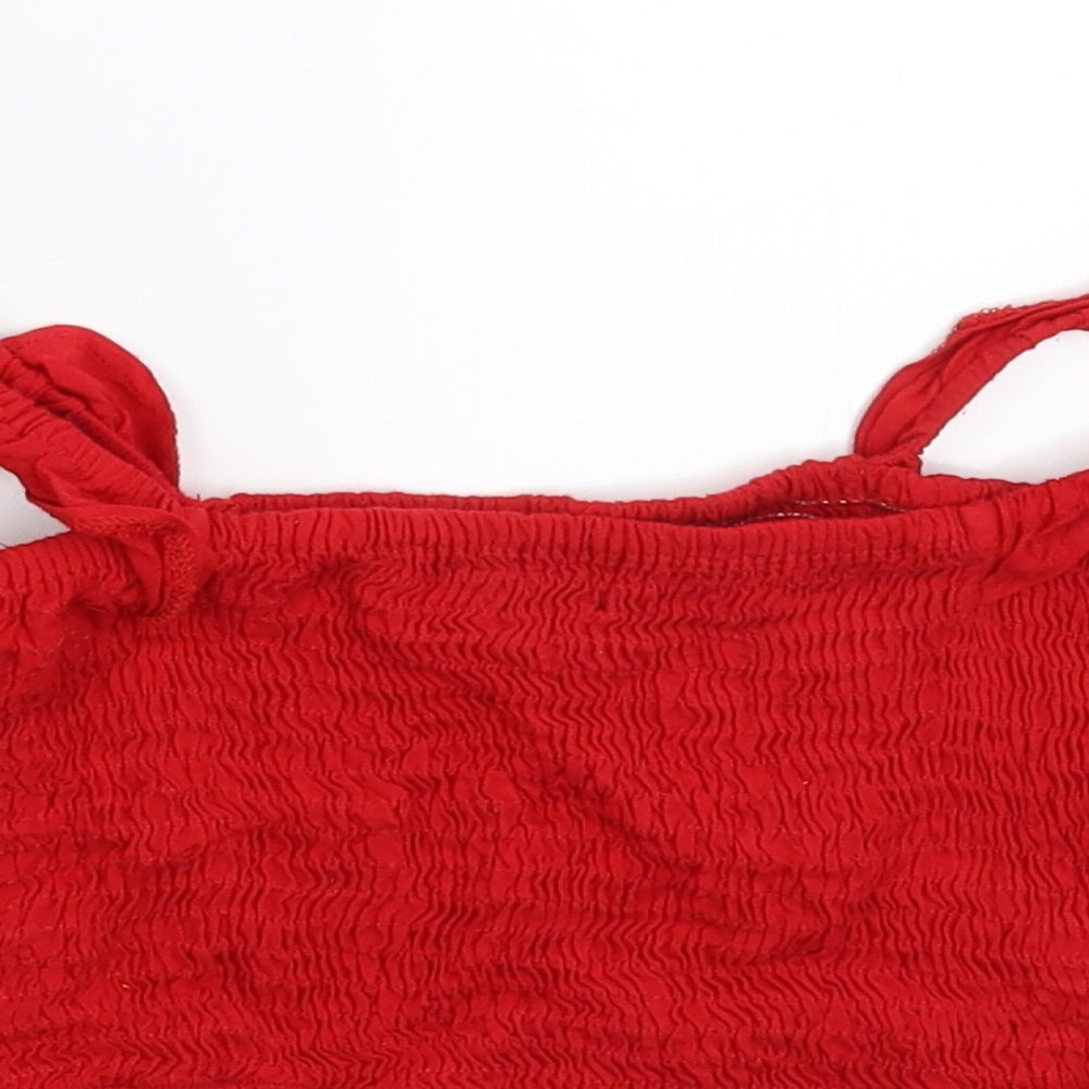 PRETTYLITTLETHING Womens Red Cropped T-Shirt Size 6