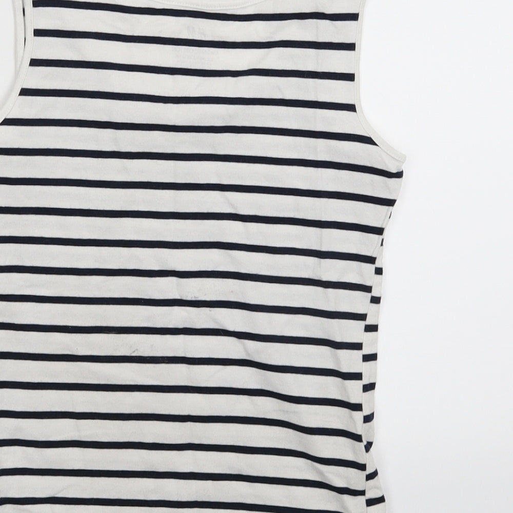 H&M Girls White Striped Basic Tank Size 11-12 Years