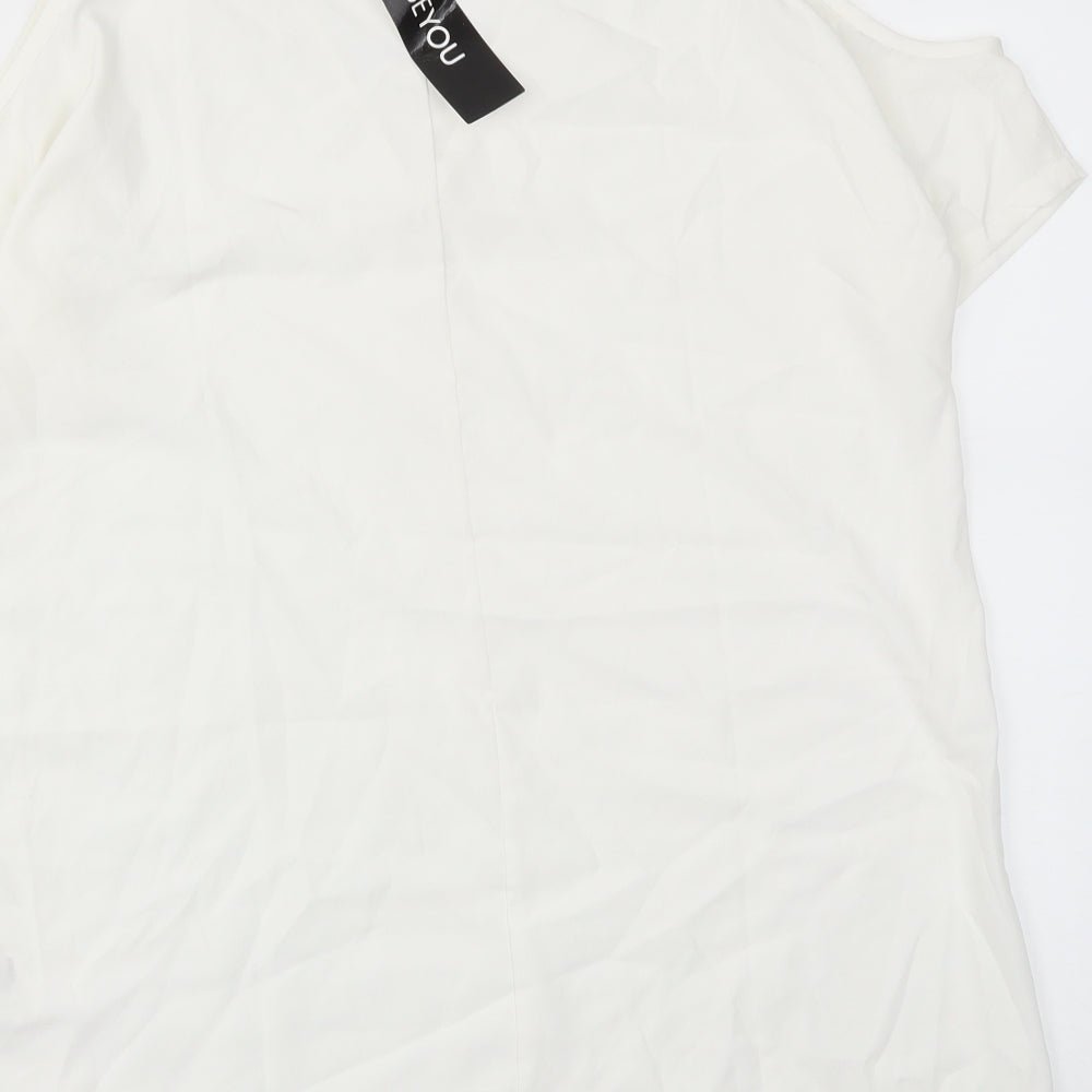 beyou Womens White Basic Blouse Size M