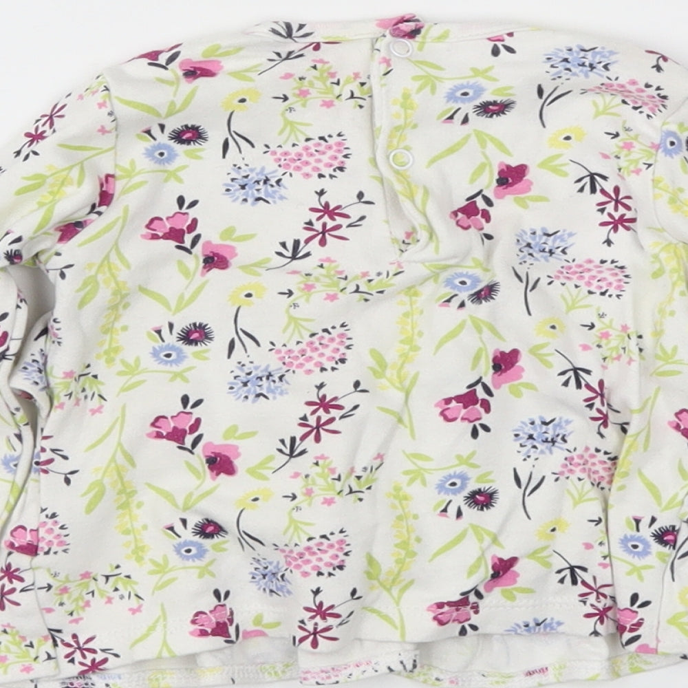 mini mol Girls White Floral Basic Polo Size 6-9 Months