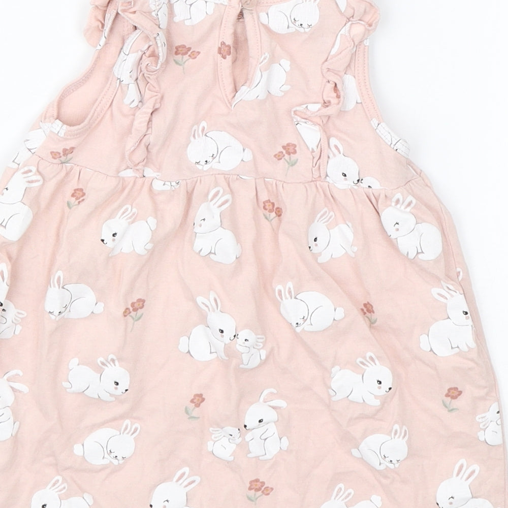 H&M Baby Pink Shift Size 6-9 Months - Bunnies