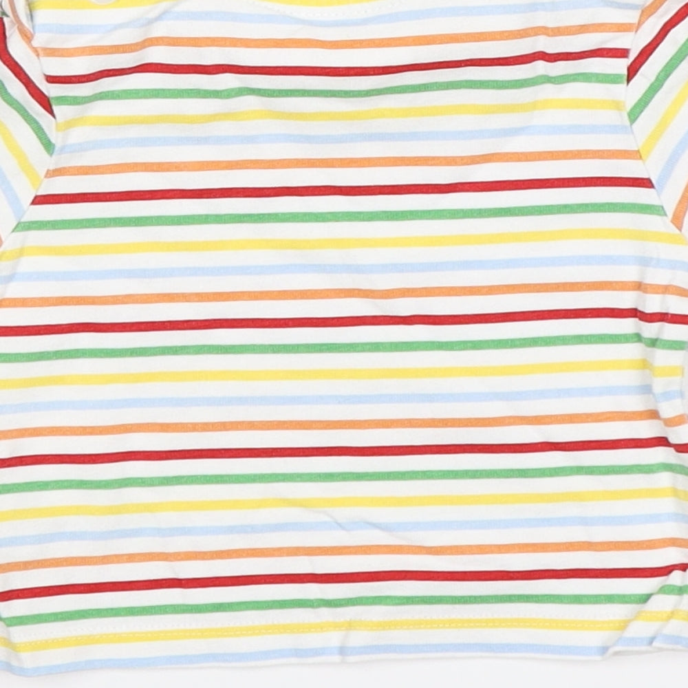 Baby Boutique Baby White Striped Basic T-Shirt Size 0-3 Months