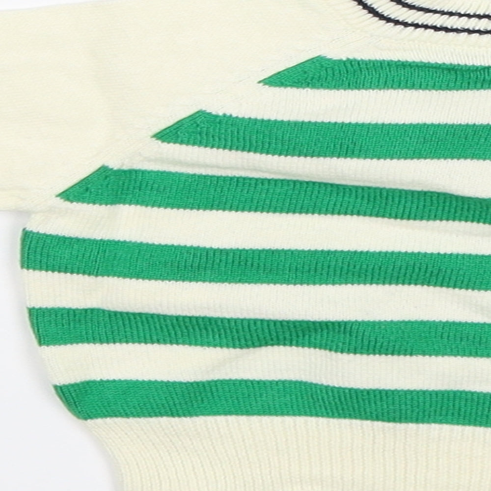 mamas & papas Baby White Striped Pullover Jumper Size 0-3 Months - Golden Duck